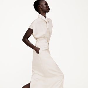 Zara Limited Edition White Shirt Dress Necktie